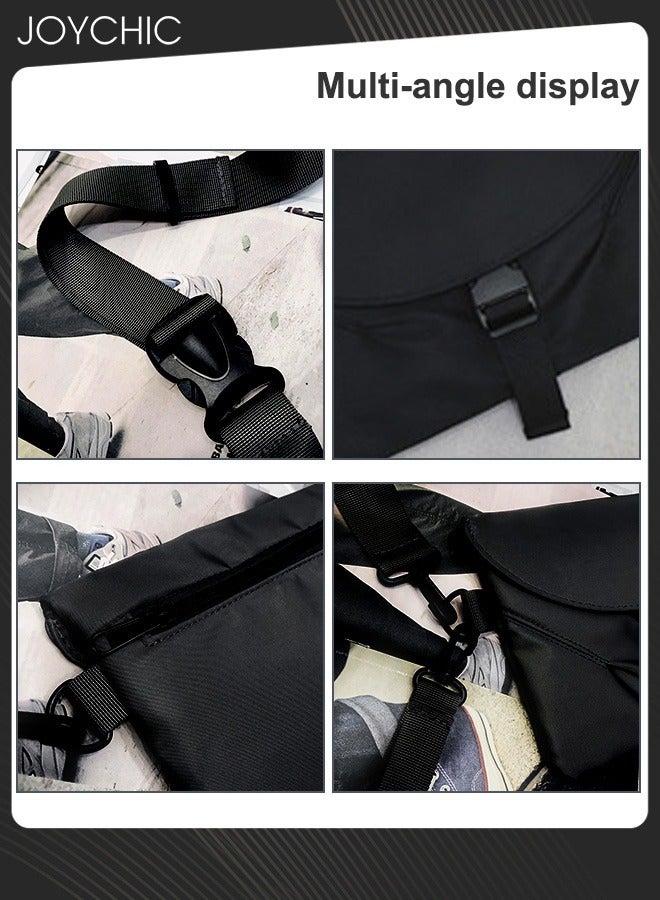 Joychic حقيبة كتف للرجال متعددة الاستخدامات من ستريت تريند، حقيبة صغيرة للأولاد على الطراز الياباني، متعددة الأغراض، حقيبة كروس مضادة للماء، حقيبة صدر للمشي لمسافات طويلة في الهواء الطلق والرياضة والسفر باللون الأسود - Image 5