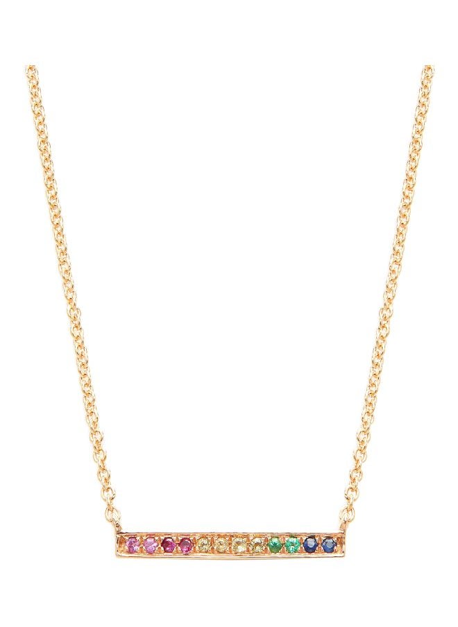 Sydney Evan - 14K Rose Gold Sapphire and Emerald Bar Necklace for Women One Size - Image 1