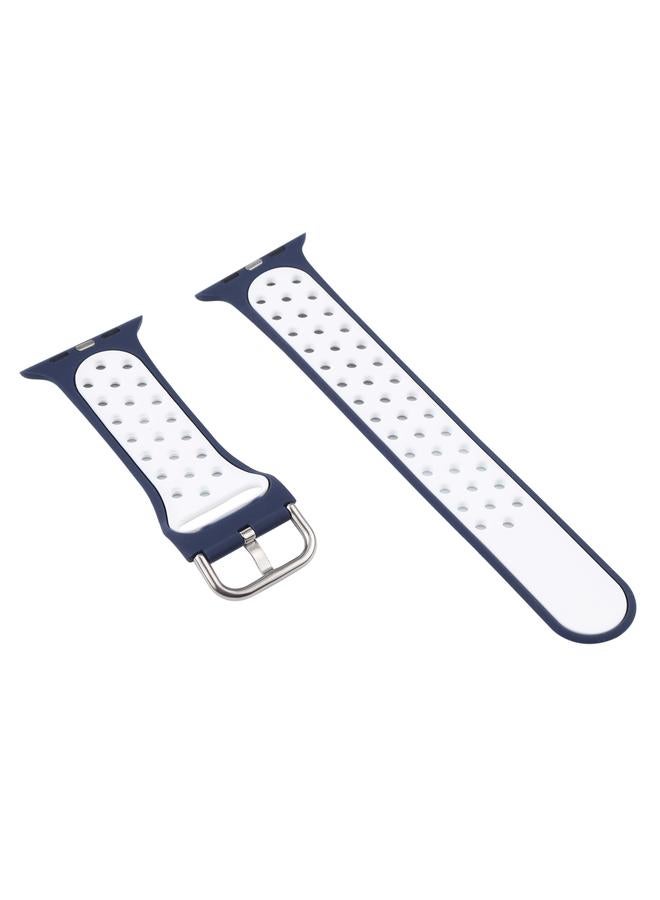 erorex Silicone Watch Band + Protective Case With Screen Protector Set For Apple Watch Series 6 & Se & 5 & 4 40Mm(Blue White) - Image 3