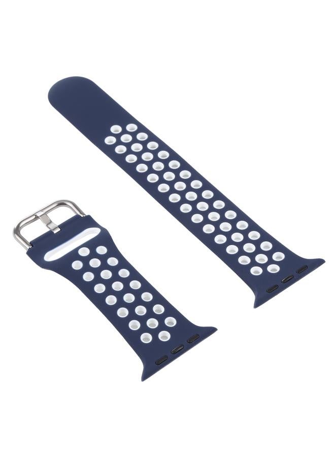 erorex Silicone Watch Band + Protective Case With Screen Protector Set For Apple Watch Series 6 & Se & 5 & 4 40Mm(Blue White) - Image 2