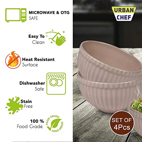 URBAN CHEF Ceramic Bowl | 500 ml | Kitchen Accessories Items for Home, Serving Bowl,Bowl Set for Gift, Microwave Safe Bowl Set, Ice Cream Bowl, Prism Ceramic Handcrafted (Set of 4 - Colour May Vary) - Image 5