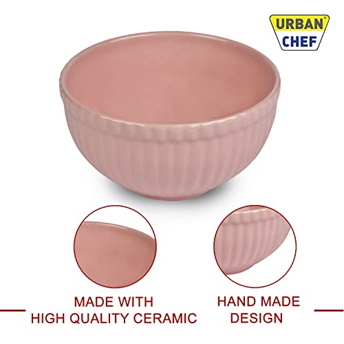 URBAN CHEF Ceramic Bowl | 500 ml | Kitchen Accessories Items for Home, Serving Bowl,Bowl Set for Gift, Microwave Safe Bowl Set, Ice Cream Bowl, Prism Ceramic Handcrafted (Set of 4 - Colour May Vary) - Image 3