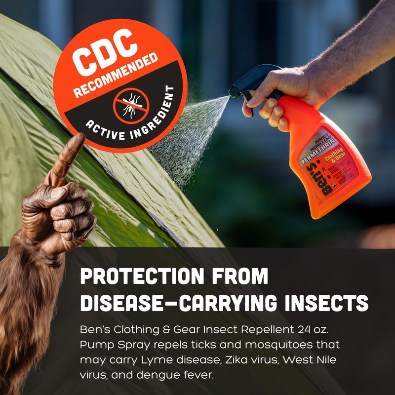 Ben's Clothing & Gear Insect Repellent - Long-Lasting Insect Protection Spray for Clothes & Gear - Contains Permethrin & Lasts Up to 6 Weeks - 24 fl oz - Image 5