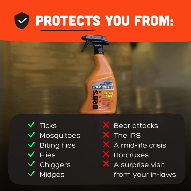Ben's Clothing & Gear Insect Repellent - Long-Lasting Insect Protection Spray for Clothes & Gear - Contains Permethrin & Lasts Up to 6 Weeks - 24 fl oz - Image 4