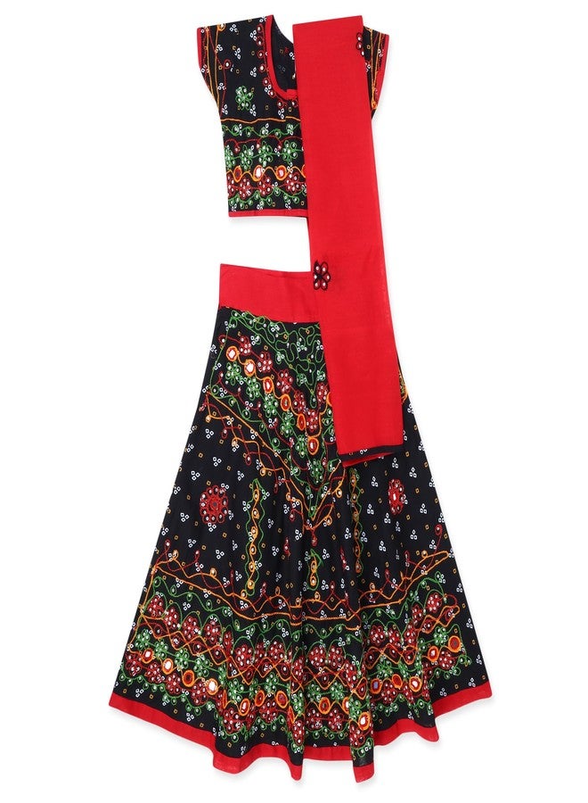 ANNA'S Girl's Cotton Readymade Lehenga Choli (KUM-BK8_Black_5 Years-6 Years) - Image 1