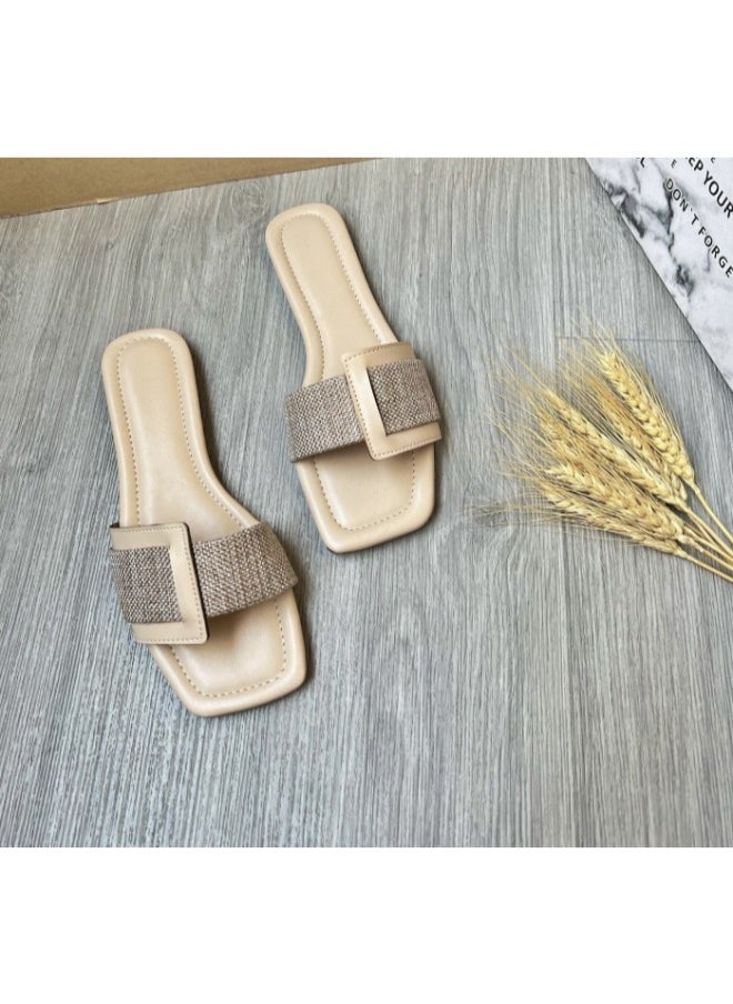 Rup Art Women’s Buckle Design Flat Sandals Slip On Square Toe Minimalist Shoes Ladies Casual & Comfy Summer Shoes  - Image 5