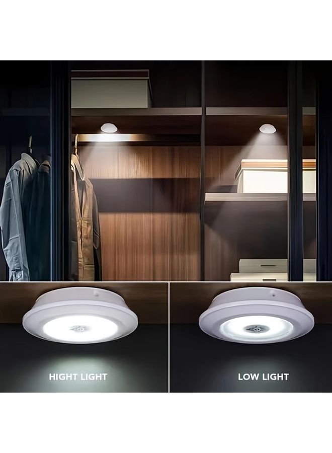 2 قطعة مصباح حائط داخلي LED دائري بمفتاح لمس وتحكم عن بعد، إضاءة بيضاء، يعمل بالبطارية، مناسب للخزائن وغرف النوم والسكن الجامعي والمركبات الترفيهية. - Image 5