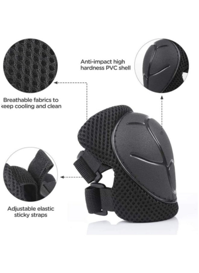 GGEROU - Roller Skating Protective Gear Children's Helmet Set of Riding Elbow Wristband Skateboard Skates Balance Bike Helmet Knee Pads Black - Image 1