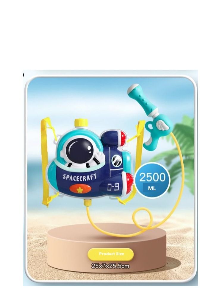 Y&D Children'S Water Gun, Cartoon Spacecraft,Backpack Gun With 2.5L Large Capacity Tank And Adjustable Strap, Summer Swimming Pool, Beach, Outdoor Toys, Spray Toys（Blue/Green） - Image 2