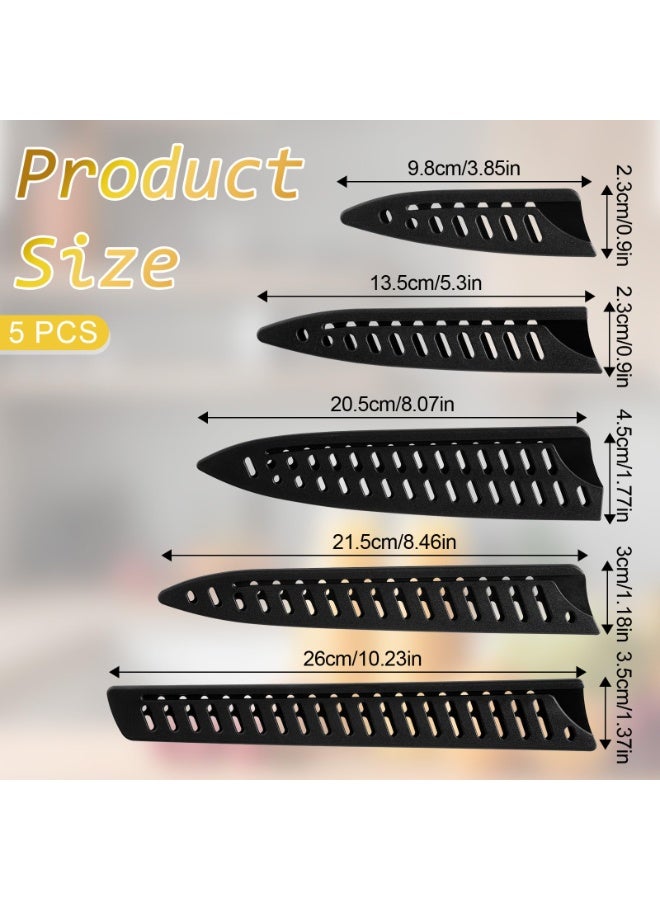 5 Pcs Universal Plastic Knife Guards, Kitchen Blade Safety Sheath Sleeves, Protective Covers for 3.5‑10 Inch Chef, Bread and Utility Knives - Image 2