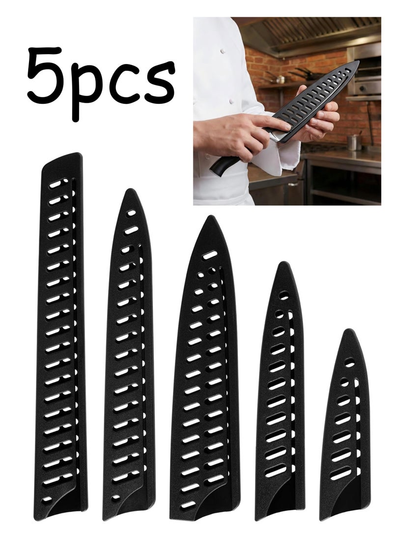 5 Pcs Universal Plastic Knife Guards, Kitchen Blade Safety Sheath Sleeves, Protective Covers for 3.5‑10 Inch Chef, Bread and Utility Knives - Image 1