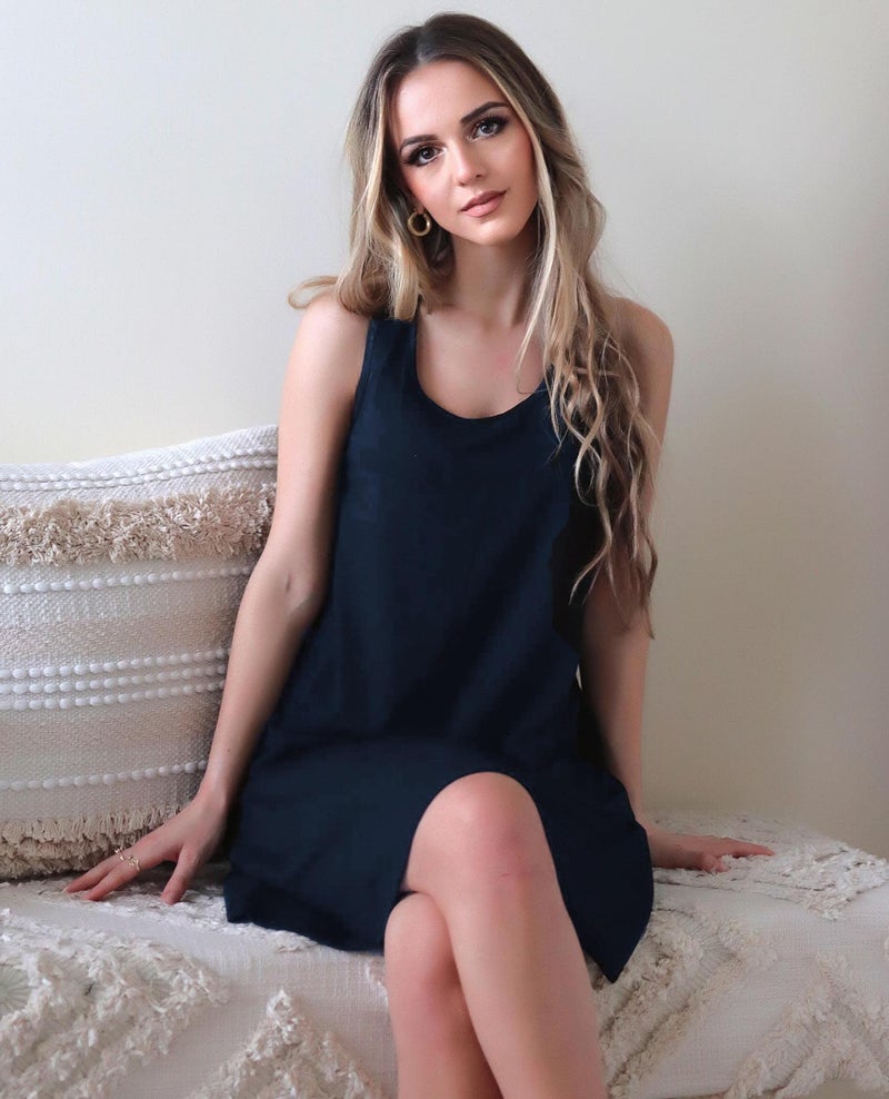 Avidlove Sleepwear for Women Tank Nightgown Chemise Racerback Sleeveless Sleep Dress Navy Blue - Image 5