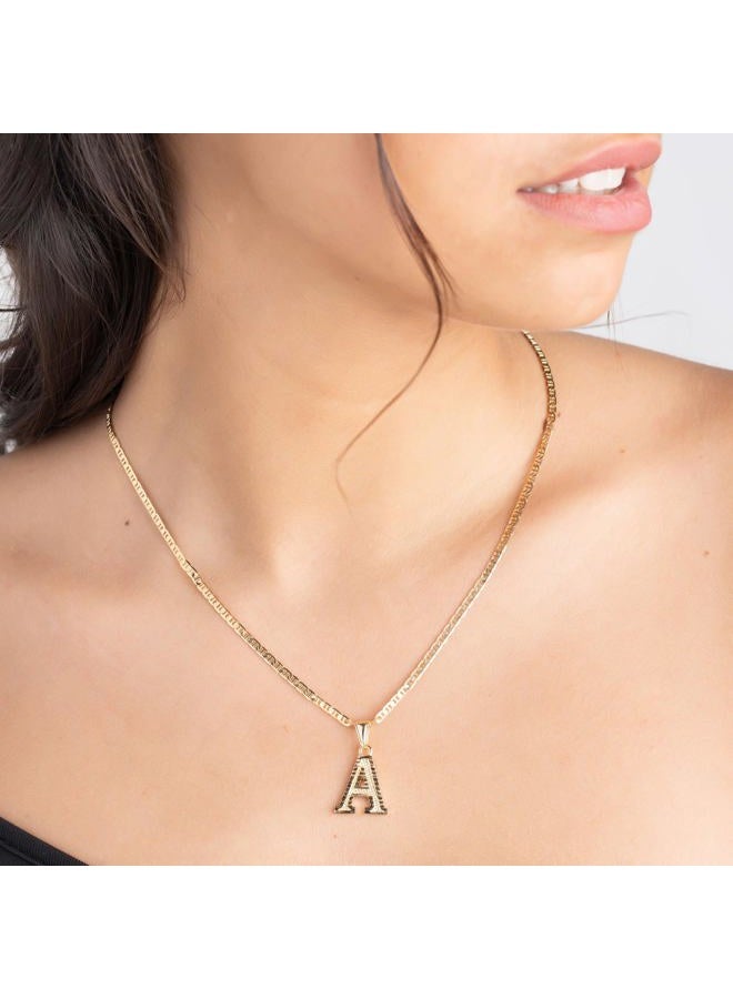 Barzel 18K Gold Plated Initial Necklace with Diamond Cut Initial,18" Chain with 2" Extension, Waterproof, High Polish Finish, Made in Brazil (L) - Image 2