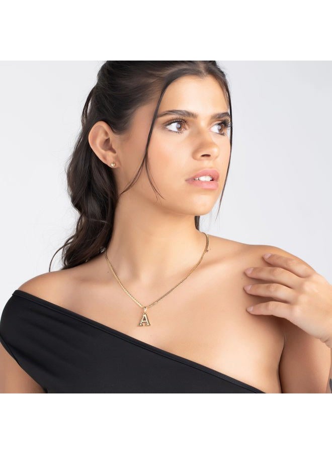 Barzel 18K Gold Plated Initial Necklace with Diamond Cut Initial,18" Chain with 2" Extension, Waterproof, High Polish Finish, Made in Brazil (L) - Image 3