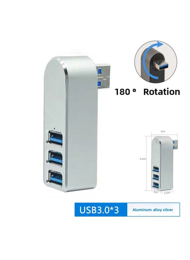 USB Extender Computer Multi-Port Set Splitter Typec Laptop Car Ubs Adapter Usp Wireless-Number Of Interfaces:Silver*180 ° Rotation [3-port 3.0 High-speed Transmission]-0.01m  - Image 1