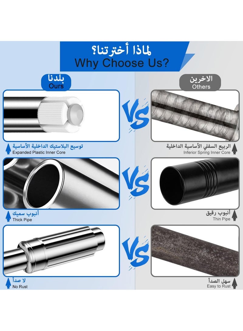 INSIJAM Shower Curtain Rod Adjustable Telescopic Curtain Rod Extendable Non-Slip Spring Tension Shower Pole Wardrobe Hanger Rod for Bathroom Window Kitchen Cupboard No Drilling Easy to Install - Image 3