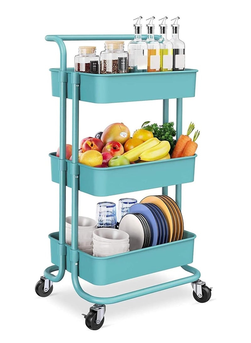 DubaiGallery 3-Tier Rolling Shelves Metal Cart Organizer  - Image 1