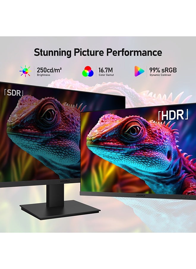 KOORUI - 27-Inch IPS Business Monitor – Full HD 1920 x 1080, 100Hz Refresh Rate, sRGB 99% Color Gamut, 16.9 Screen Ratio, 16.7m Maximum Color, Tilt Adjustable, with Built in Speaker, HDMI and VGA, Cinema mode, Eye Protection, RTS, FPS, Adaptive sync | N02 - Image 1
