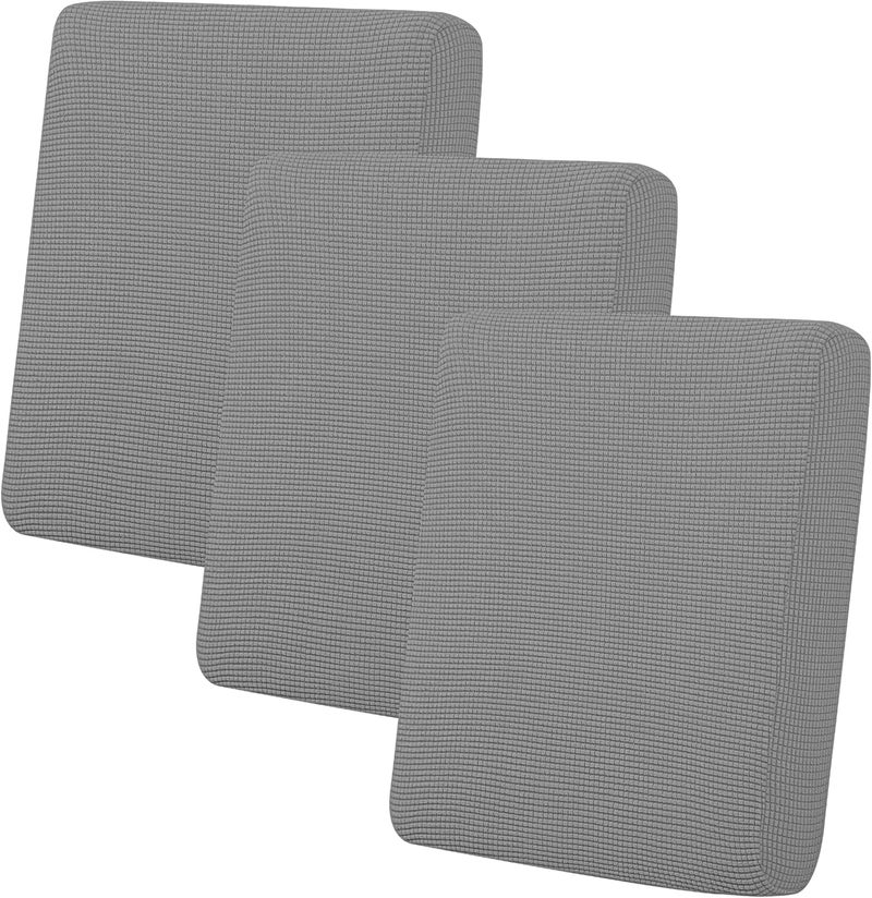 Easy-Going Stretch Individual Chair Couch Cushion Cover Sofa Cushion Furniture Protector Sofa slipcover Soft Flexibility with Elastic Bottom (3-Piece Sofa Cushion Cover, Light Gray) - Image 1