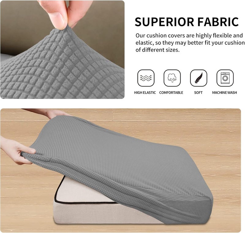 Easy-Going Stretch Individual Chair Couch Cushion Cover Sofa Cushion Furniture Protector Sofa slipcover Soft Flexibility with Elastic Bottom (3-Piece Sofa Cushion Cover, Light Gray) - Image 5