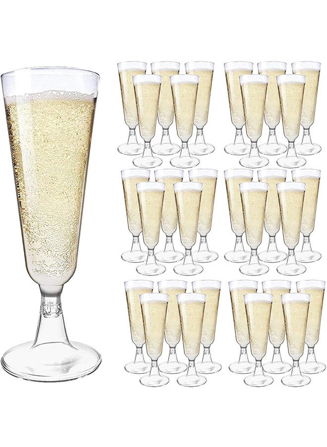 Garlo Multi-Use Plastic Champagne Flutes, Clear Plastic Toasting Glasses for Mimosa, Cocktails,  Wedding BBQ Anniversary Birthday Garden Parties - 150ml - Reusable  - Image 1
