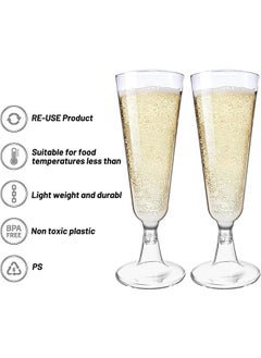 Garlo Multi-Use Plastic Champagne Flutes, Clear Plastic Toasting Glasses for Mimosa, Cocktails,  Wedding BBQ Anniversary Birthday Garden Parties - 150ml - Reusable  - Image 2
