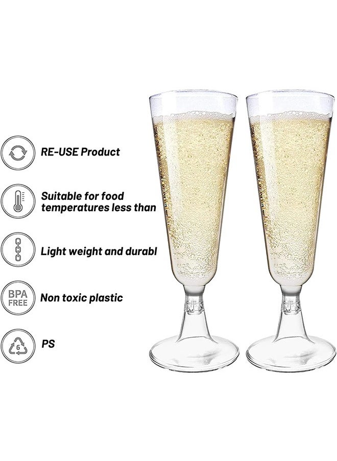 Garlo Multi-Use Plastic Champagne Flutes, Clear Plastic Toasting Glasses for Mimosa, Cocktails,  Wedding BBQ Anniversary Birthday Garden Parties - 150ml - Reusable  - Image 2