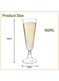 Garlo Multi-Use Plastic Champagne Flutes, Clear Plastic Toasting Glasses for Mimosa, Cocktails,  Wedding BBQ Anniversary Birthday Garden Parties - 150ml - Reusable  - Image 3