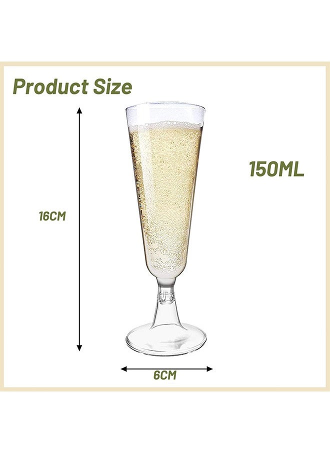 Garlo Multi-Use Plastic Champagne Flutes, Clear Plastic Toasting Glasses for Mimosa, Cocktails,  Wedding BBQ Anniversary Birthday Garden Parties - 150ml - Reusable  - Image 3