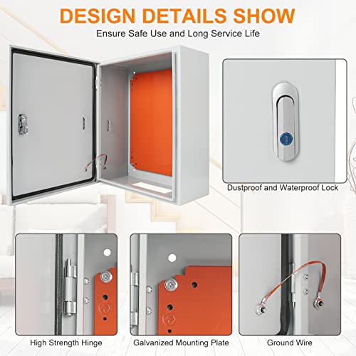 Yeaborn Cold Rolled Steel Electrical Box 20'' x 16'' x 8'' Indoor/Outdoor Thick Electrical Enclosure Box with Mounting Plate IP66 Weatherproof Anti-Rust and Anti-Corrosion (20'' x 16'' x 8'') - Image 5