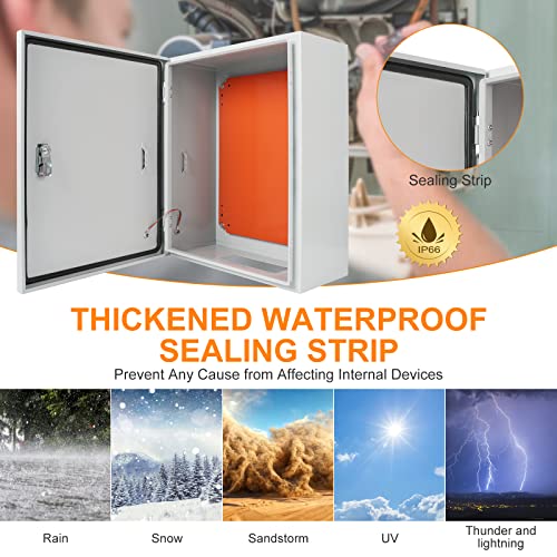 Yeaborn Cold Rolled Steel Electrical Box 20'' x 16'' x 8'' Indoor/Outdoor Thick Electrical Enclosure Box with Mounting Plate IP66 Weatherproof Anti-Rust and Anti-Corrosion (20'' x 16'' x 8'') - Image 4