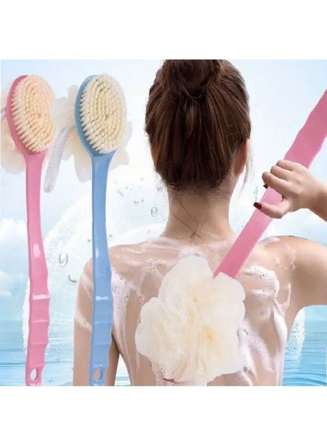 فرشاة استحمام مزدوجة الجانب بمقبض طويل وشعيرات ناعمة - منظف الظهر بلون عشوائي - Image 1