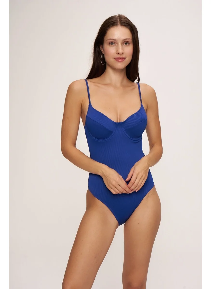 pierre cardin Waves Underwire Thin Strap Swimsuit Navy Blue