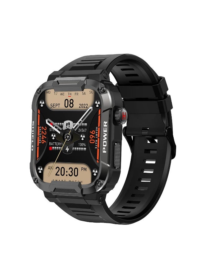 Smart Watches for Men (Answer/Dial Calls) 1.85" Touch Screen Tactical Smartwatch,Outdoor IP68 Waterproof Sports Fitness with Tracker,for iPhone Android Phone Black - Image 1