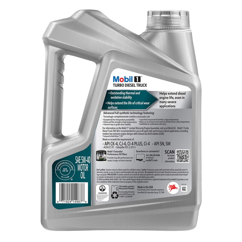 Mobil 1 Turbo Diesel Truck Full Synthetic Motor Oil 5W-40, 1 Gal - Image 3