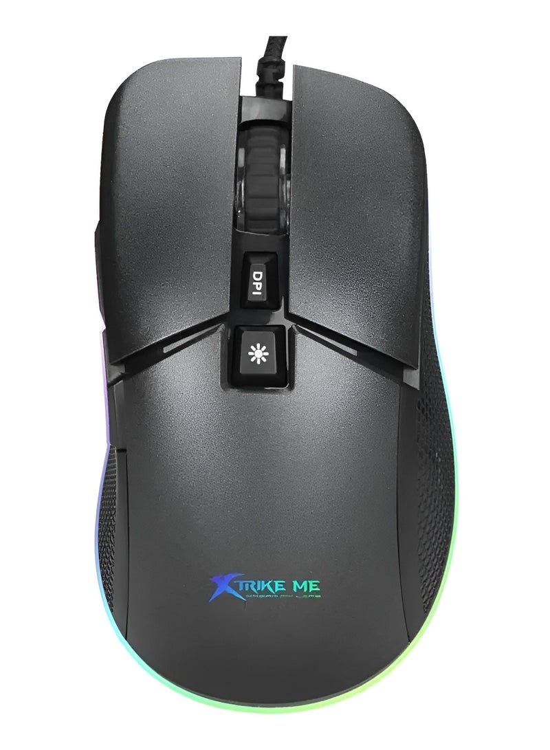 XTRIKE ME GM-310 Wired Gaming Mouse 6400 DPI Optical Sensor 7 Buttons RGB Backlight Programmable-BLACK - Image 3