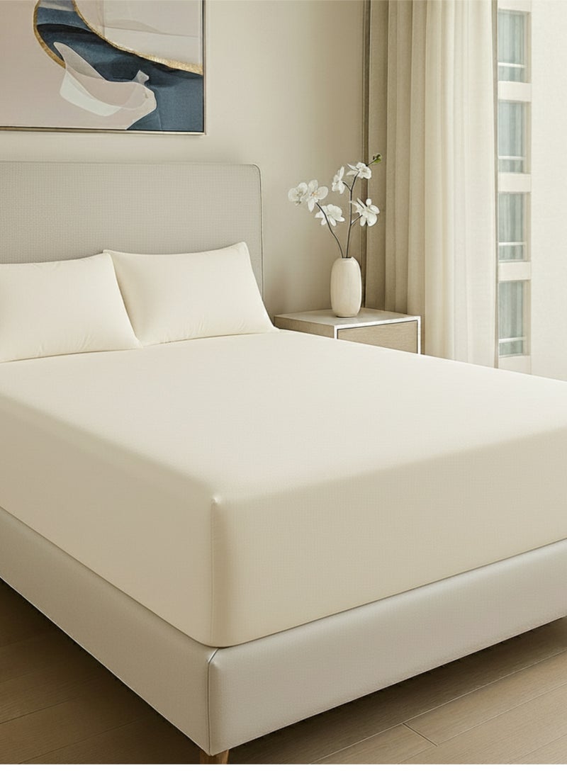 كلاود سكيب لينين Cloud Scape Linen 600 Thread Count Egyptian Cotton Sheet Set( Single, Ivory) - Image 1