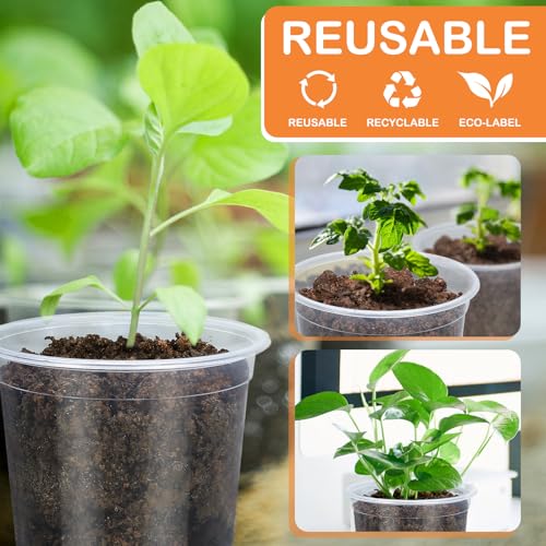 DUNPUTE 45 Pack 7/6/5/4/3 Inch Clear Nursery Pots for Plants, Clear Plastic Plant Pots with Drainage Holes, Transparent Variety Pack Flexible Garden Pot for Outdoor Indoor, Seed Starting Pots - Image 4