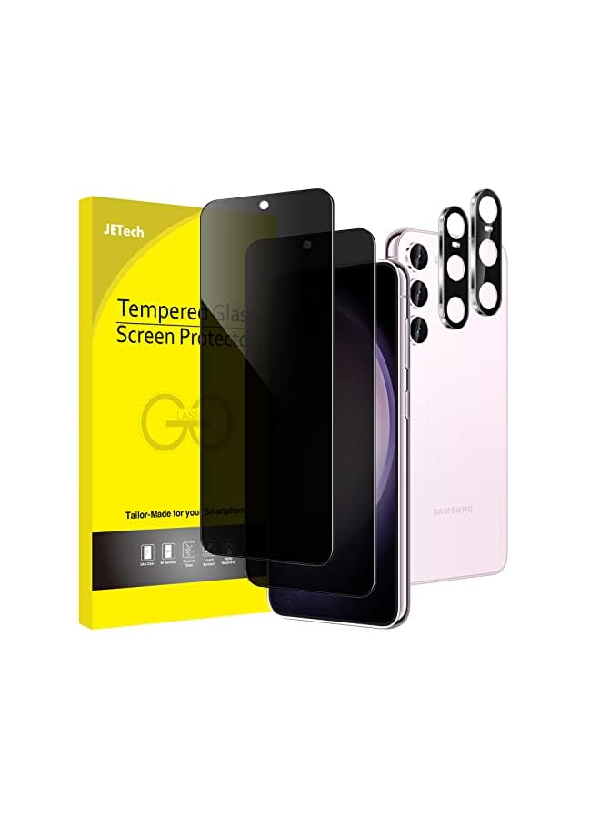 Jetech Privacy Screen Protector for Samsung Galaxy S23+ / S23 Plus 5G 6.6-Inch with Camera Lens Protector, Anti-Spy Tempered Glass Film, Fingerprint ID Compatible, 2-Pack Each - Image 2