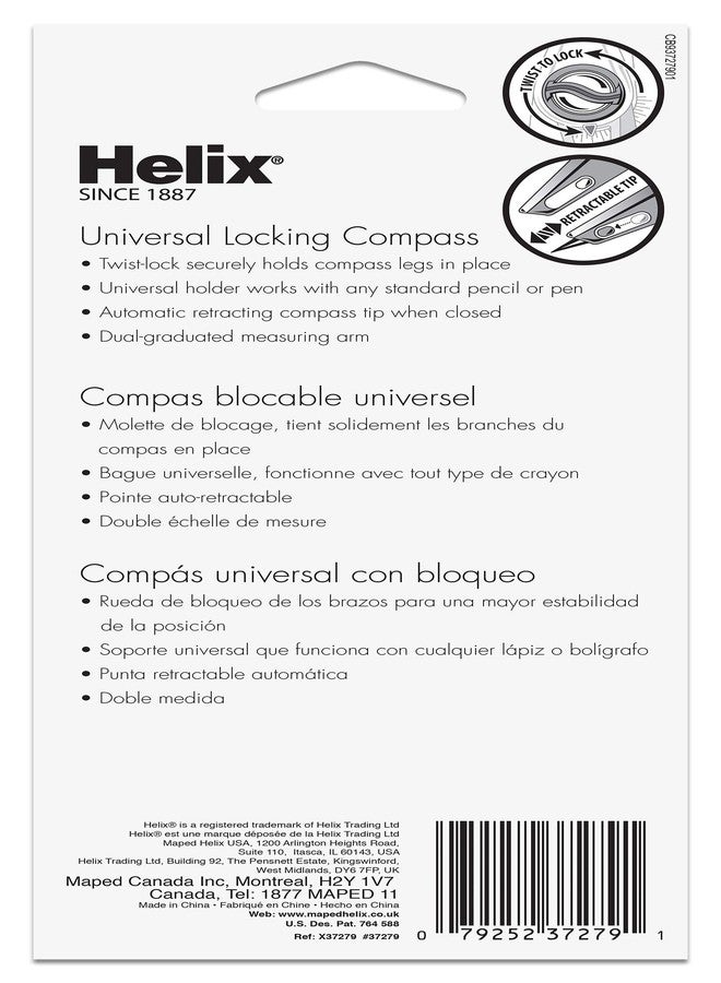 Helix Large Plastic Locking Compass with Safety Point, Assorted Colors (37279) - Image 2
