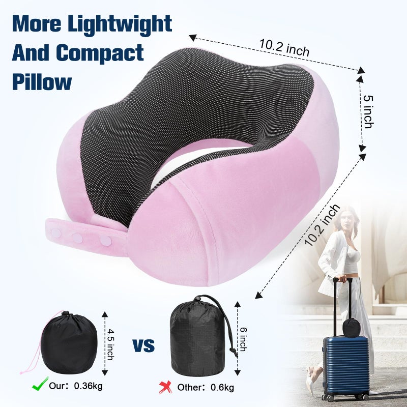 Cirorld Neck Pillow for Traveling, Travel Pillows for Airplanes,100% Pure Memory Foam Travel Neck Pillow, Adjustable Flight Pillow, Portable Plane Accessories with Eye Mask, Earplugs, Carry Bag - Image 3