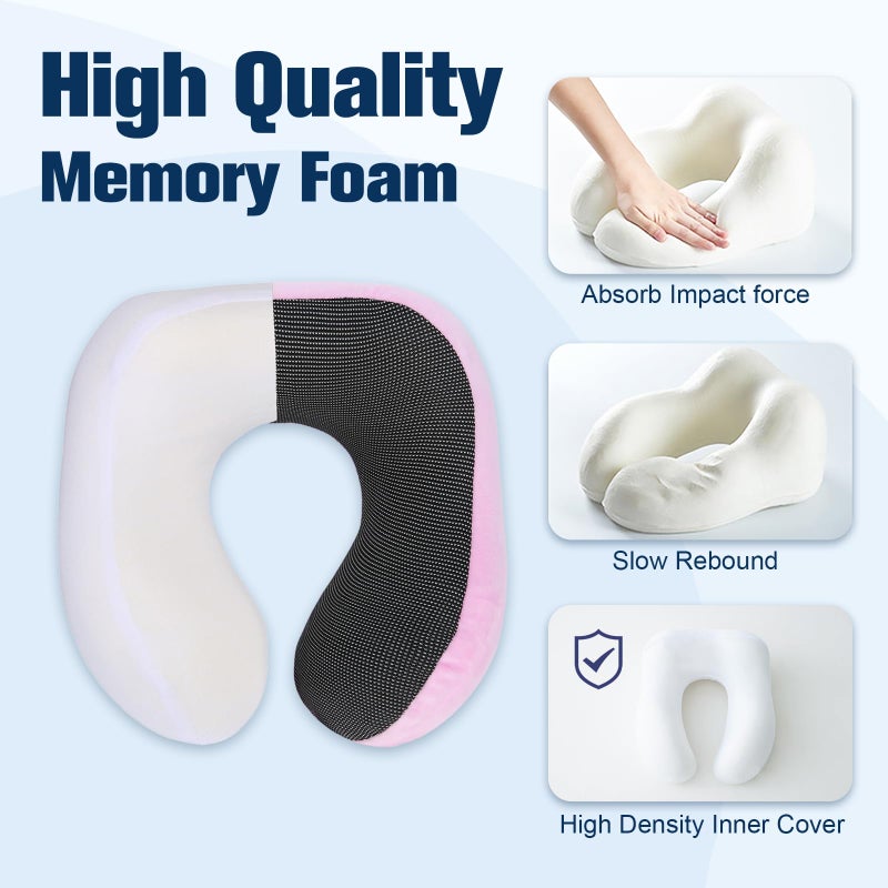 Cirorld Neck Pillow for Traveling, Travel Pillows for Airplanes,100% Pure Memory Foam Travel Neck Pillow, Adjustable Flight Pillow, Portable Plane Accessories with Eye Mask, Earplugs, Carry Bag - Image 5