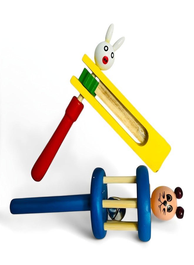 MarvelStore Colourful Cartoon Cage Bell and TarTar Wooden Rattles for Babies Infants 0-2 Years | Non Toxic Child Safe Toys for New Born | Hand Crafted Rattle for Kids (Multicolor)(Cage Bell + Tar Tar) - Image 4