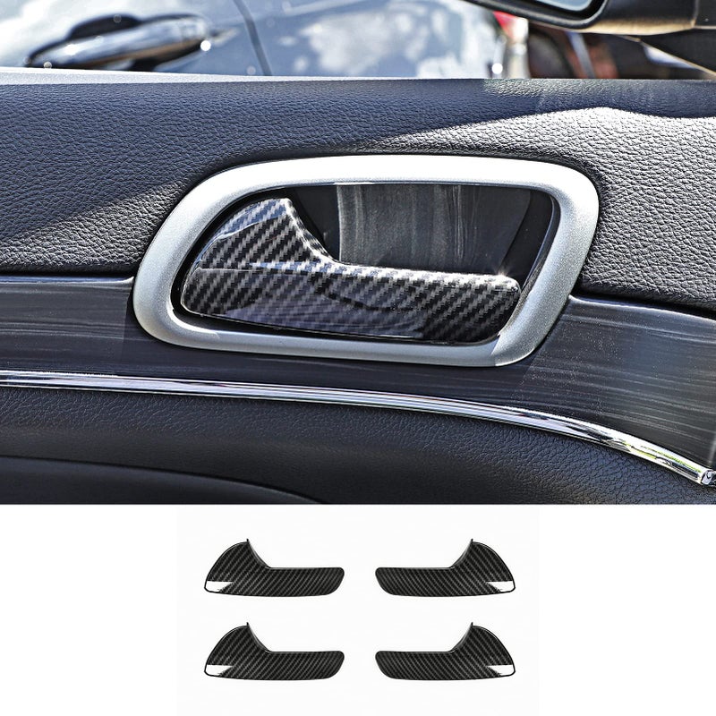 Hoolcar Inner Door Handle Bowl Trim Cover for 20112020 Jeep Grand Cherokee Carbon Fiber