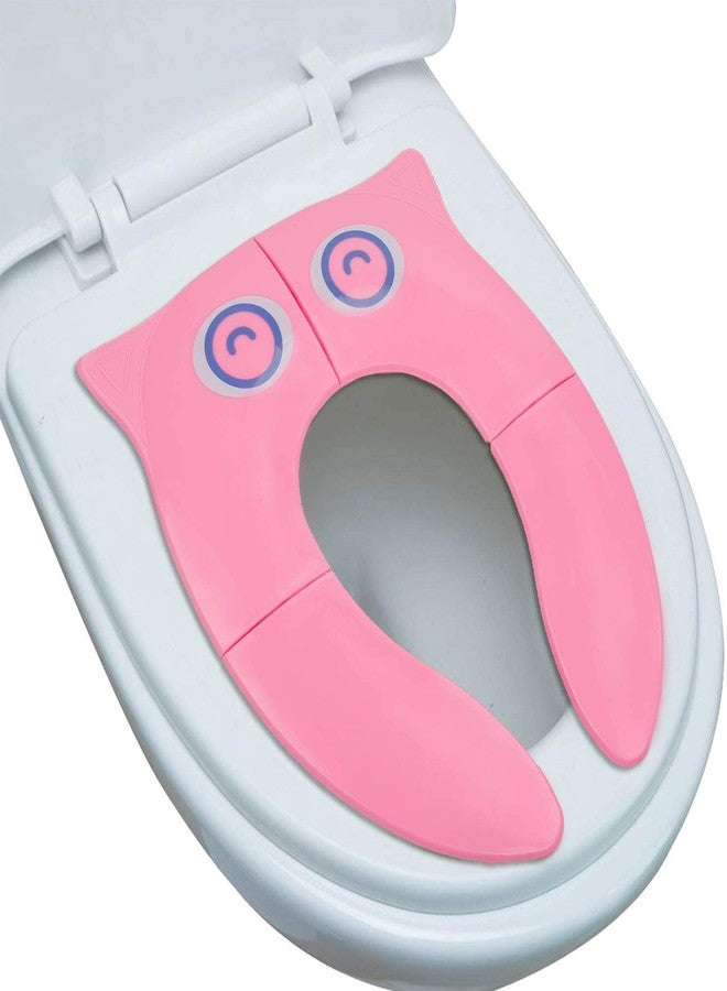 Xpandio Portable Folding Large Non Slip Silionce Pads Potty Training Seat for Kids Boys & Girls, Foldable Toddlers Toilet Seat, Recyclable Potty Seat Cover for Travel (PINK) - Image 3