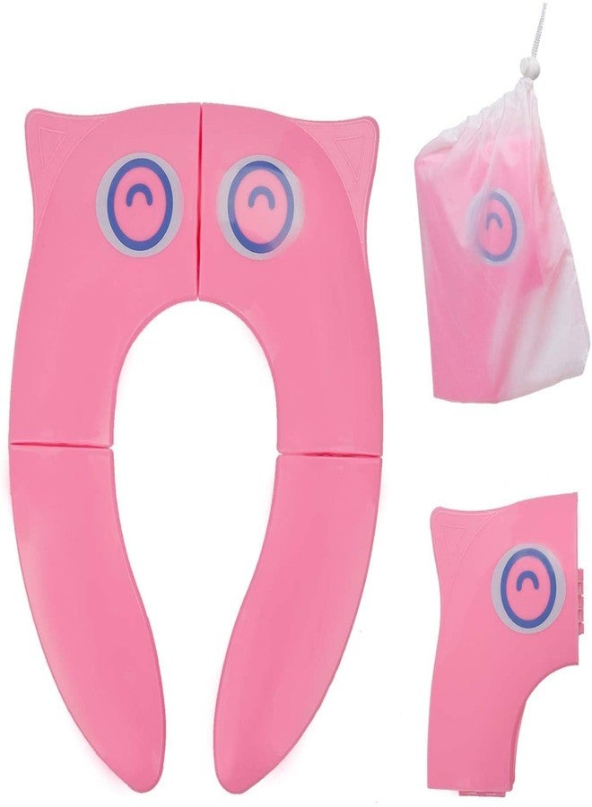 Xpandio Portable Folding Large Non Slip Silionce Pads Potty Training Seat for Kids Boys & Girls, Foldable Toddlers Toilet Seat, Recyclable Potty Seat Cover for Travel (PINK) - Image 1