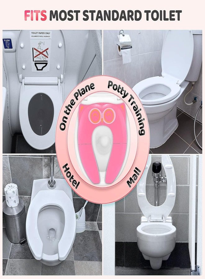 Xpandio Portable Folding Large Non Slip Silionce Pads Potty Training Seat for Kids Boys & Girls, Foldable Toddlers Toilet Seat, Recyclable Potty Seat Cover for Travel (PINK) - Image 5