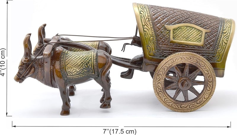 Two Moustaches Two Moustaches Brass Covered Village Bullock Cart Showpiece Replica Brass Vintage Style Showpieces Standard Pack of 1  - Image 5