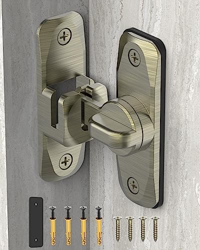 YogePote 90/180 Degree Barn Door Lock, Small Flip Gate Latches Hardware, Security Sliding Door Latch Lock fo Cabinets, Barn, Bathroom, Garden (Bronze-1Pc) - Image 1