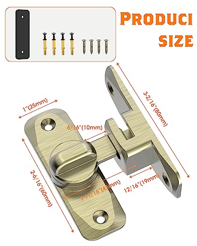 YogePote 90/180 Degree Barn Door Lock, Small Flip Gate Latches Hardware, Security Sliding Door Latch Lock fo Cabinets, Barn, Bathroom, Garden (Bronze-1Pc) - Image 4